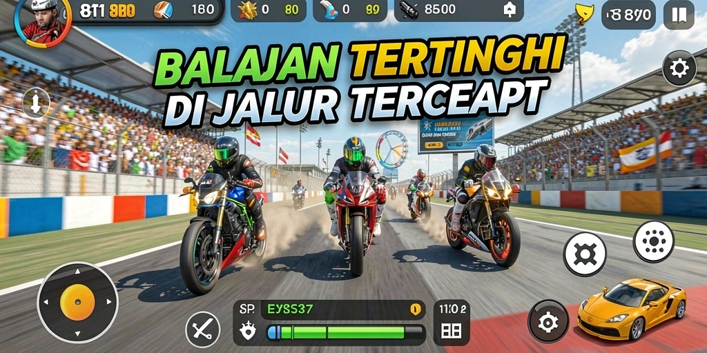 Tangkapan layar menampilkan aksi balapan cepat dalam 8180.