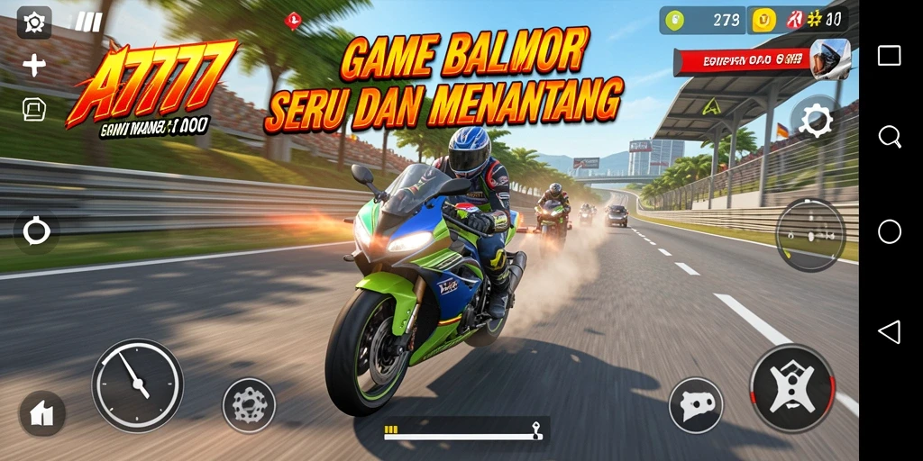 Tangkapan layar gameplay A7777 dengan aksi balap motor yang mendebarkan.