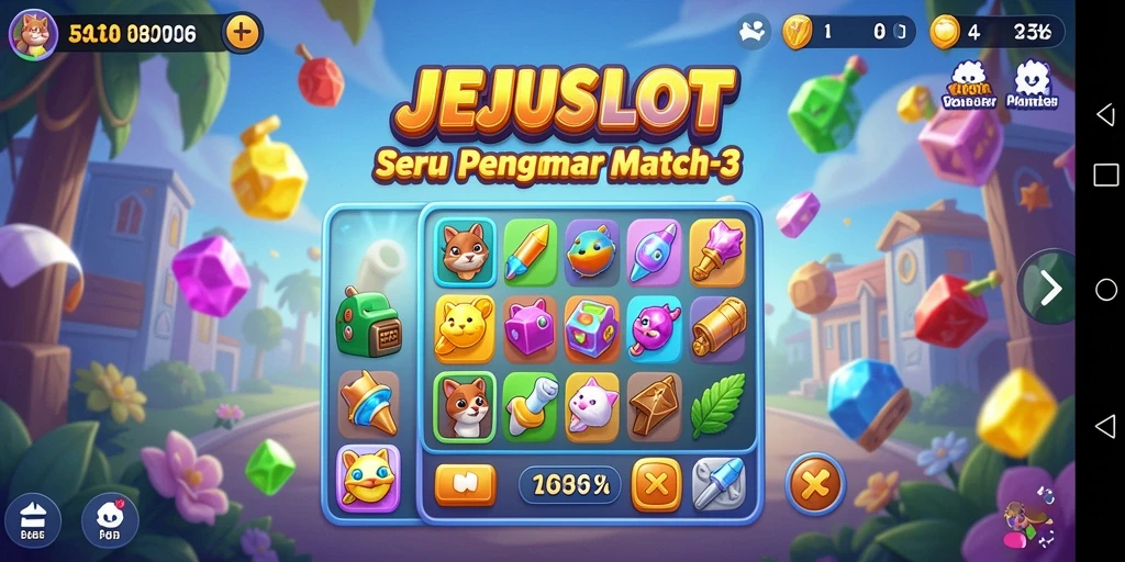 Tampilan seru gameplay Match-3 di JEJUSLOT.