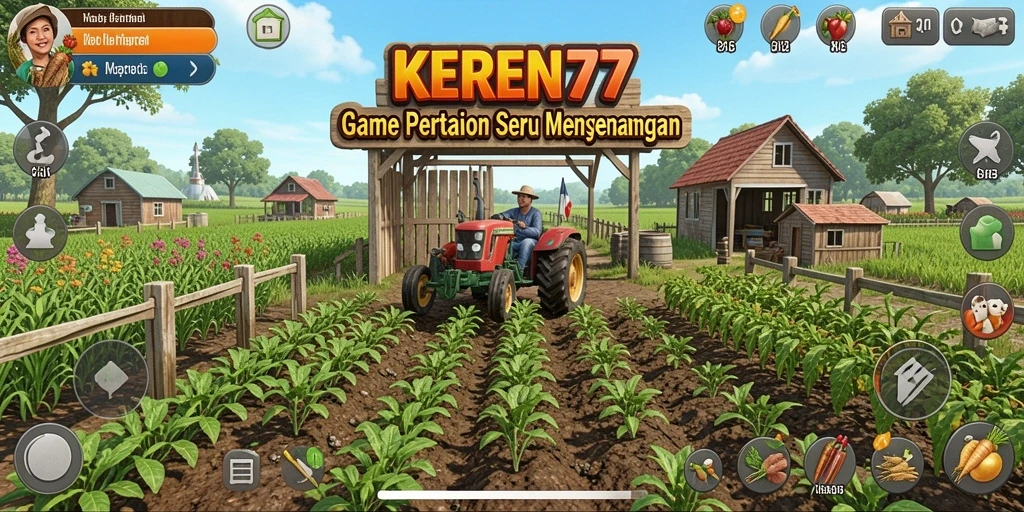 Tampilan gameplay KEREN77 yang menampilkan aktivitas bertani yang seru.
