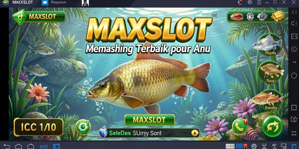Tampilan gameplay nyata memancing dengan alat pancing di tangan.