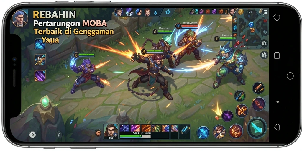 Tampilan gameplay seru di REBAHIN dengan pertarungan team yang dinamis.