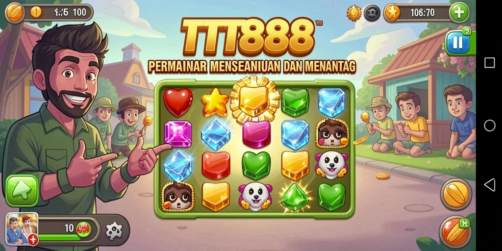 Tampilan menarik gameplay TTT888 dengan batu permata berwarna cerah.