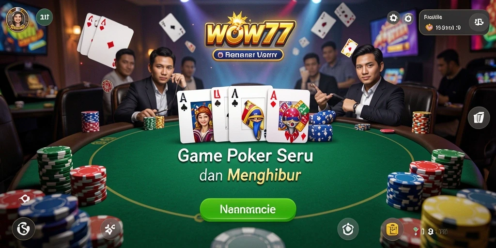 Screenshot gameplay WOW77 menampilkan suasana poker yang realistis.